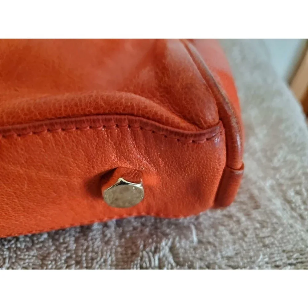 Rebecca Minkoff Women's Zip Closure Crossbody Handbag Leather Orange Chain
